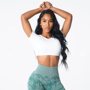 NVGTN White Open Back Tee Cropped